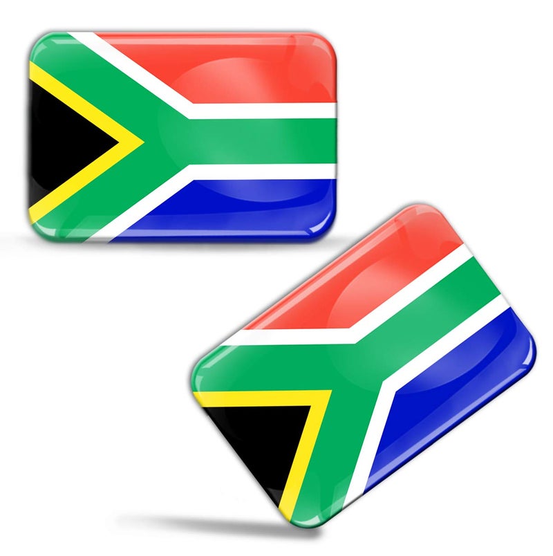 SkinoEu 2 x 3D Domed Silicone Stickers South Africa African Country National Flag 100% Waterproof & UV Protected Decals Car Motorcycle F 76 - Image 1